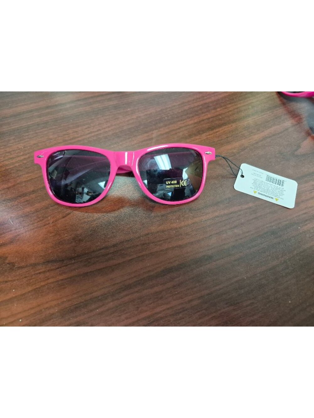 Pink UV 400 Protection Sunglasses With Tag - Stylish Retro Wayfarer Design For W